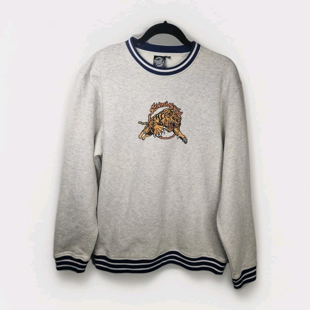 Santa Cruz Simba Tiger Sweatshirt Gray Medium Skater Y2K